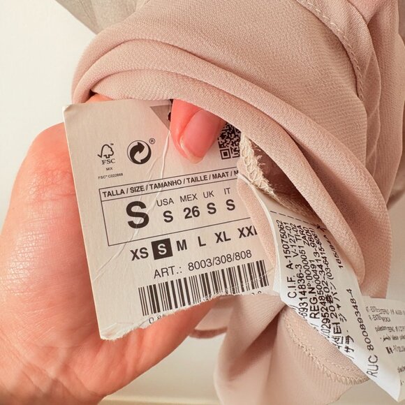 Zara Metallic Gold Silver Draped Halter Mini Dress NWT Size Small - Picture 9 of 10